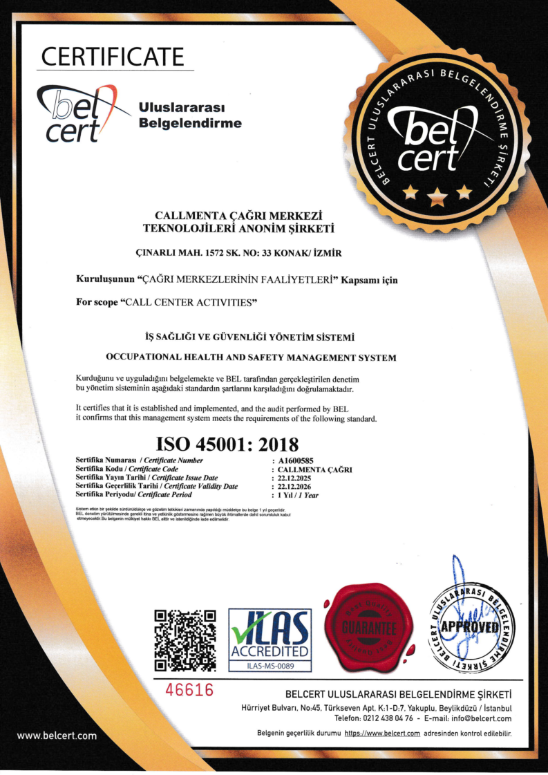 ISO 45001:2018 sertifikası