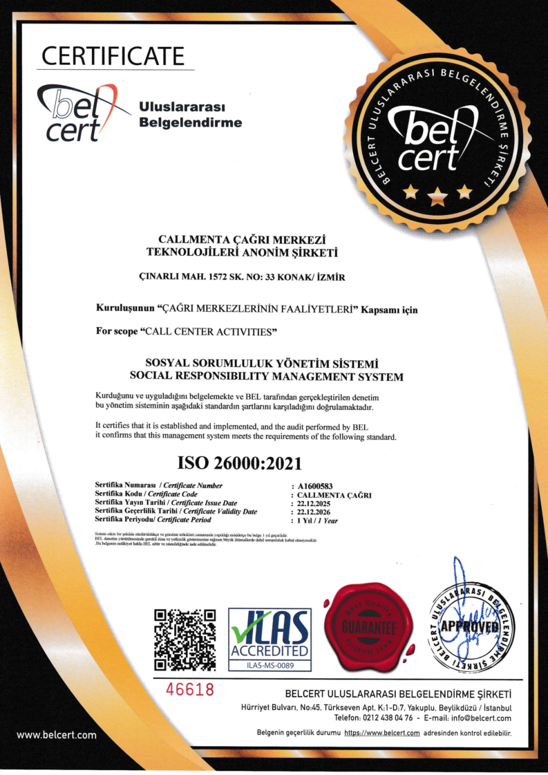 ISO 26000:2021 sertifikası