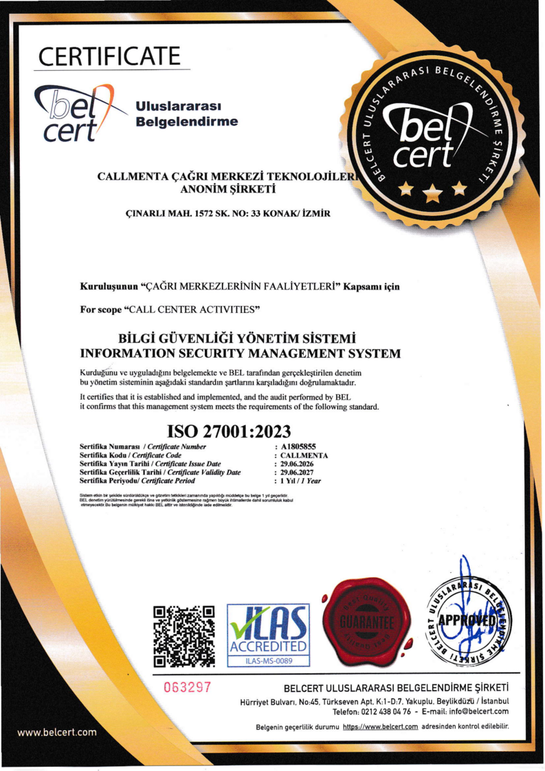 ISO 27001:2023 sertifikası