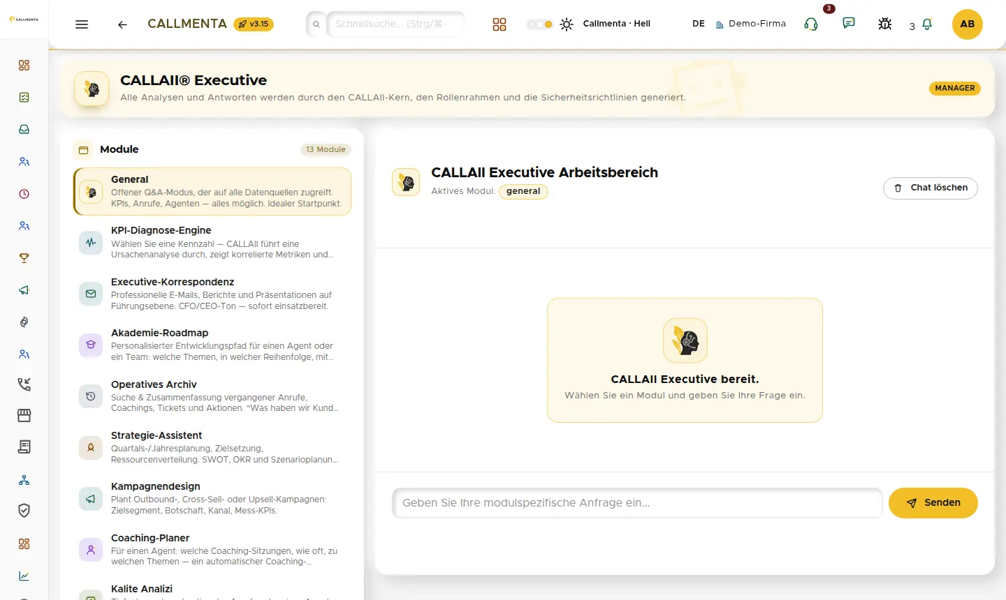CALLAII Executive Arbeitsbereich