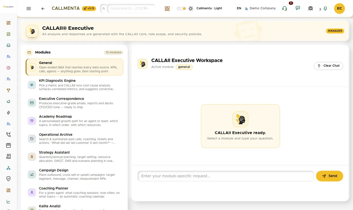CALLAII Executive workspace