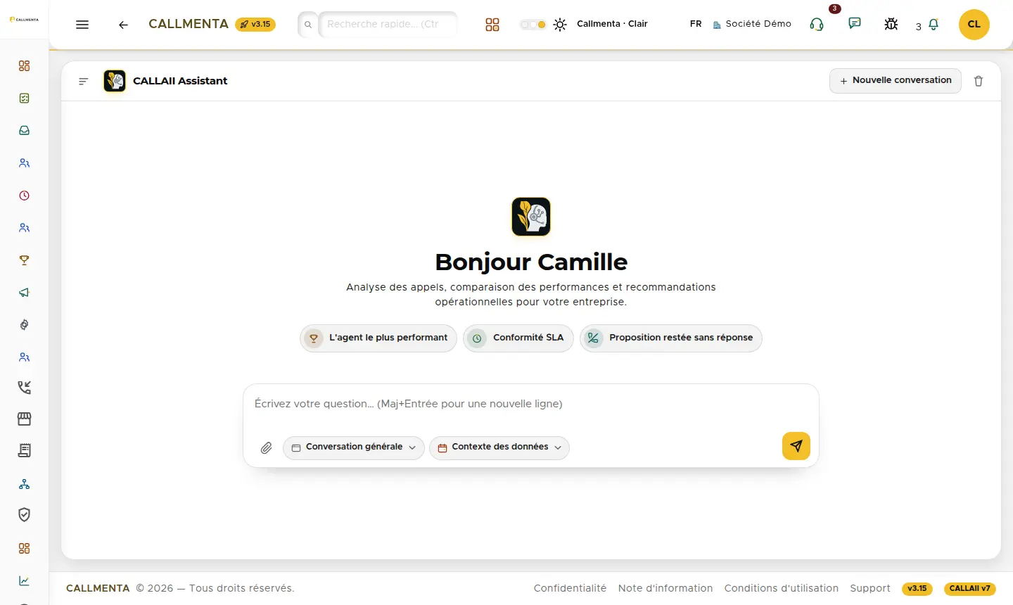 Assistant CALLAII : choix du module et discussion