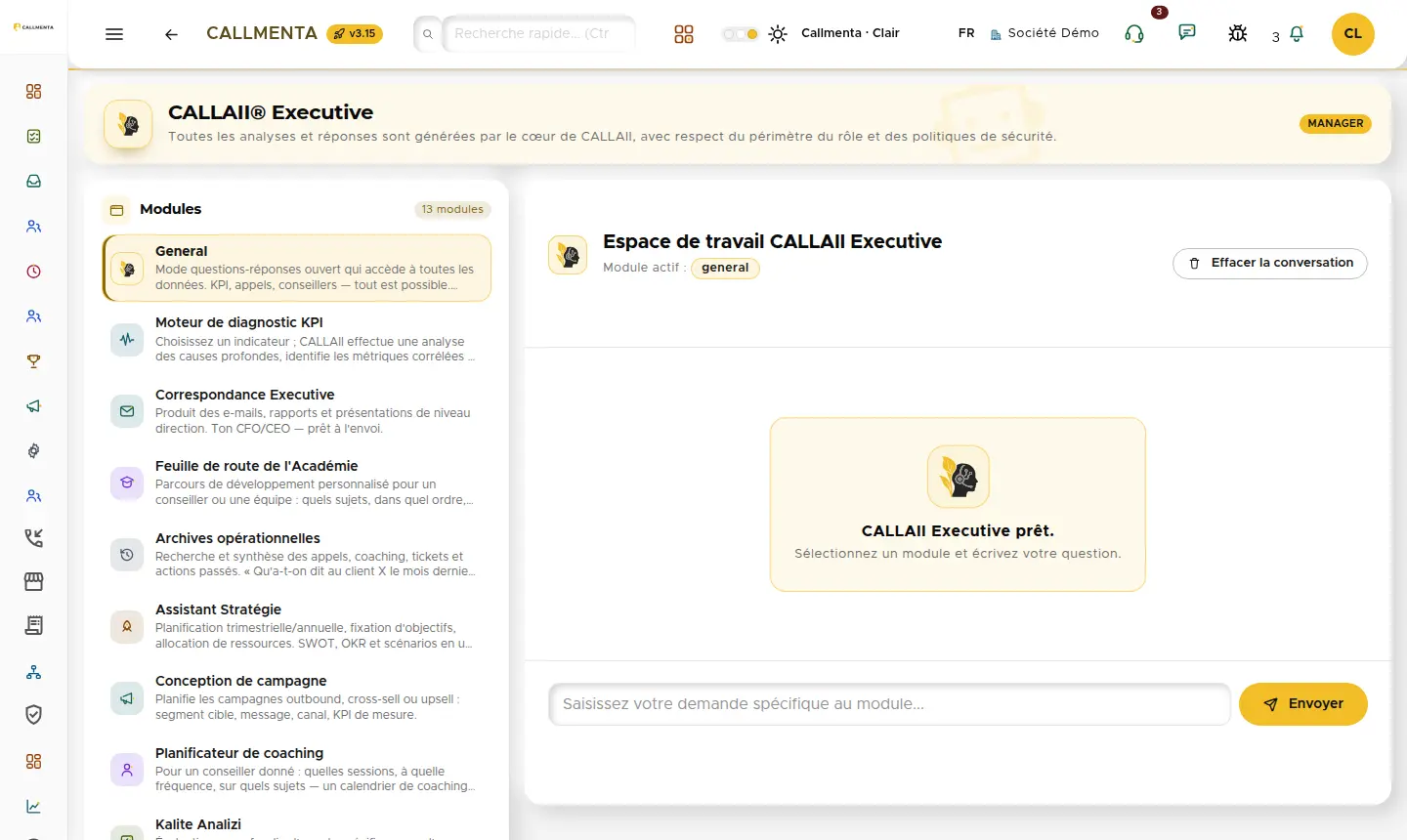 Espace de travail CALLAII Executive