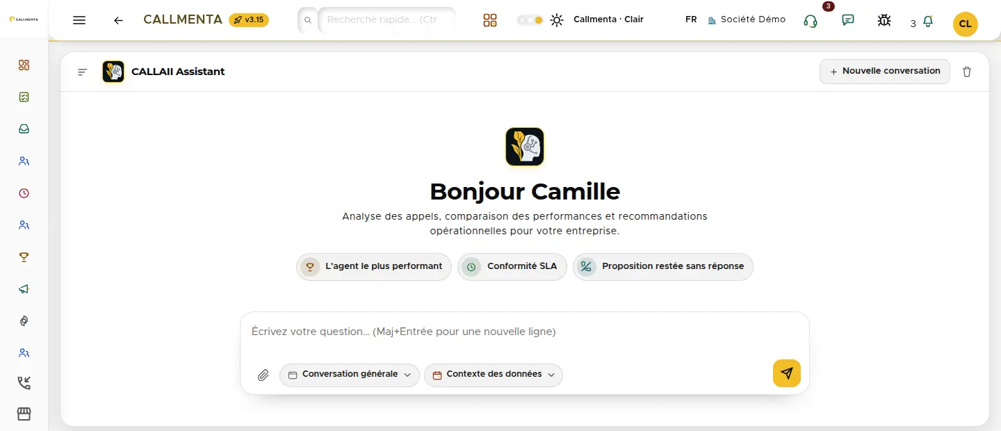 Assistant CALLAII : question sur l'opération et réponse