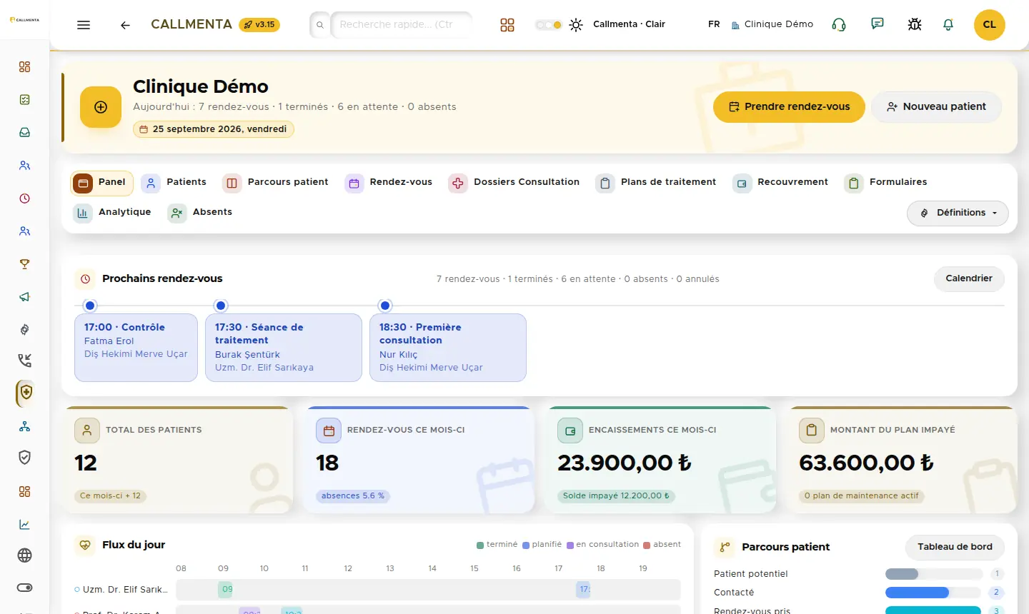 capture d’écran du panneau Santé
