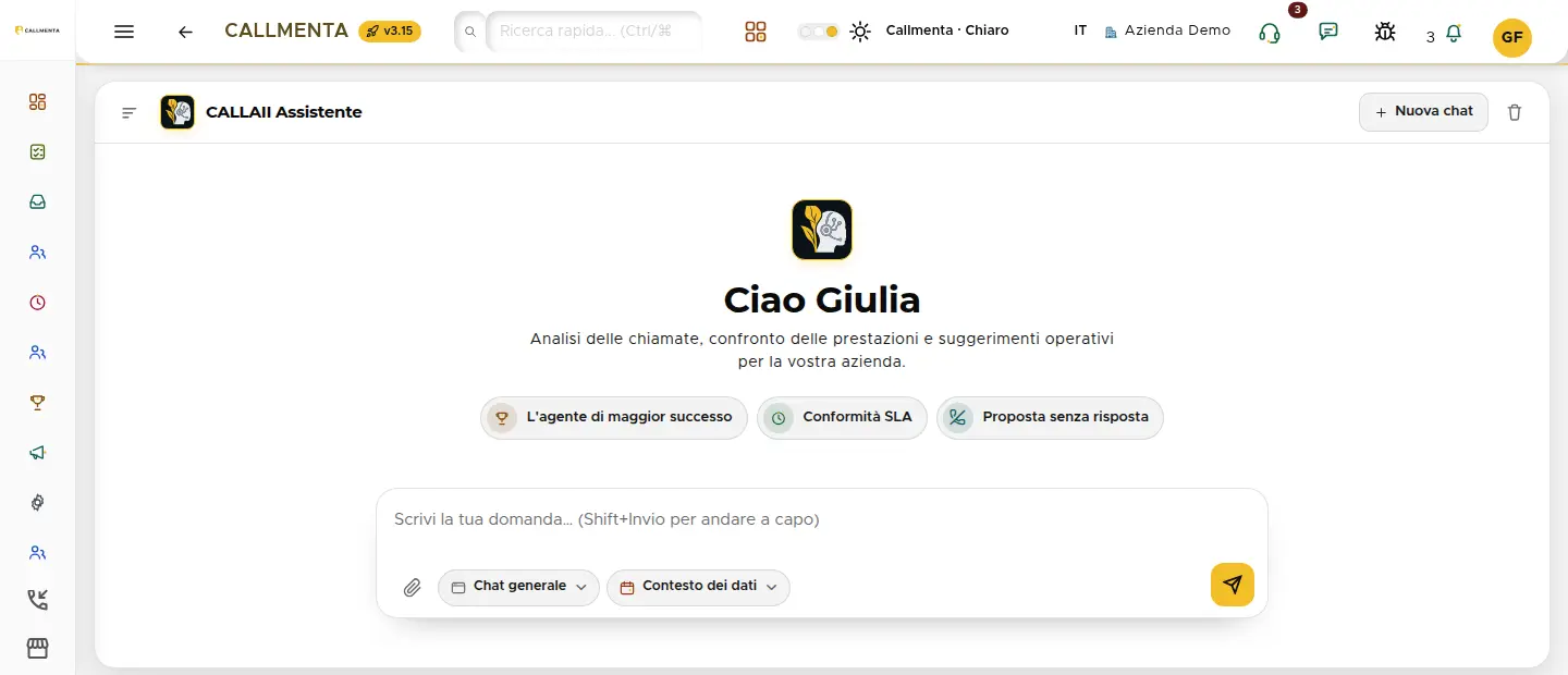 Assistente CALLAII: domanda operativa e risposta